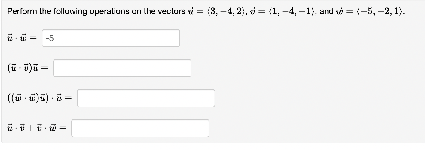 Solved Perform the following operations on the vectors | Chegg.com