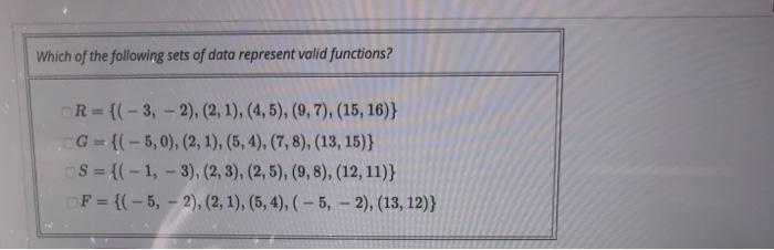 Solved Which of the following sets of data represent valid | Chegg.com