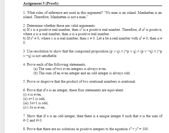 Solved 1. What rules of inference are used in this argument? | Chegg.com