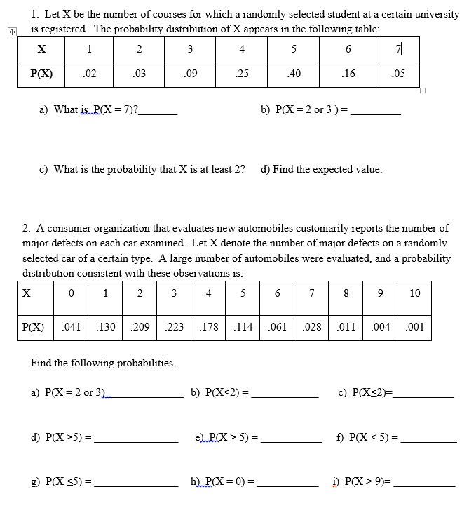 Probability Schedule Course Problem Solved 1. Let X be the number of courses for which a | Chegg.com
