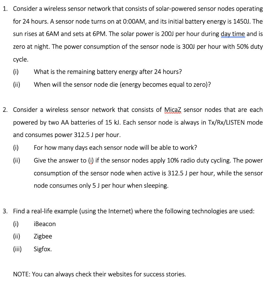 1. Consider a wireless sensor network that consists Chegg