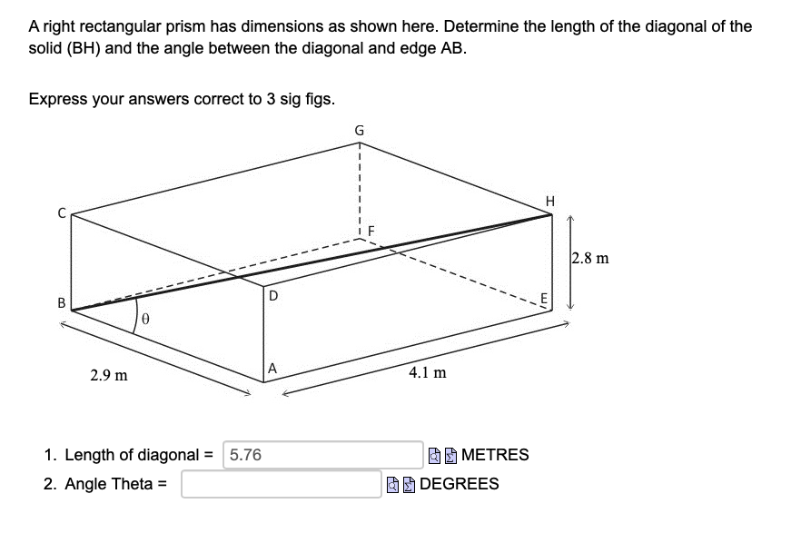 Solved A right rectangular prism has dimensions as shown | Chegg.com