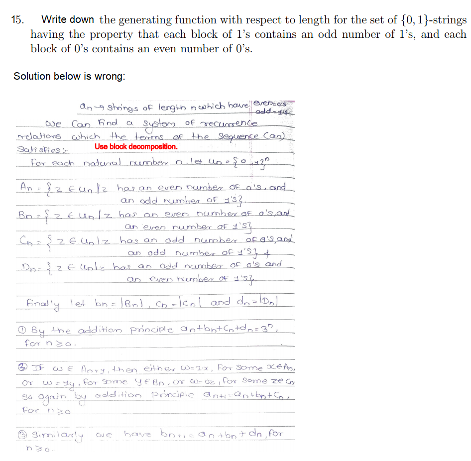 Solved 15 Write Down The Generating Function With Respec Chegg Com