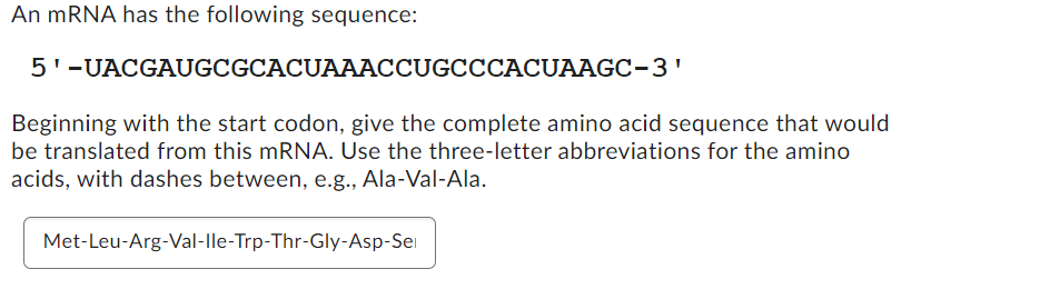 Solved An mRNA has the following sequence:2 - 2 | Chegg.com