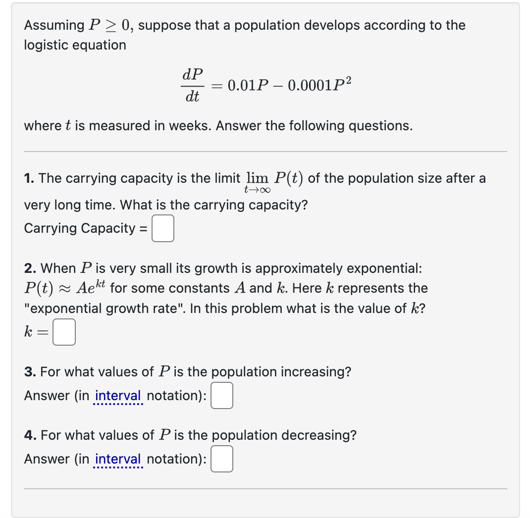 Solved Assuming P≥0, ﻿suppose That A Population Develops | Chegg.com ...