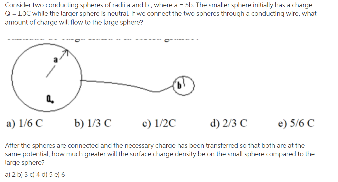 Solved Consider Two Conducting Spheres Of Radii A And B, | Chegg.com