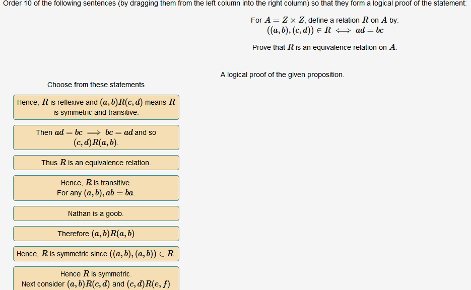Solved Order 10 of the following sentences (by dragging them