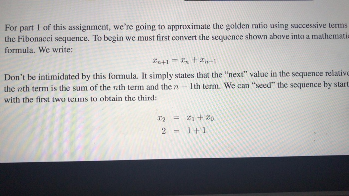 Solved The Fibonacci Sequence and the Golden Ratio Believe | Chegg.com