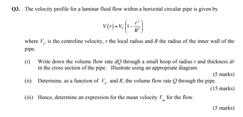 Solved 03. The velocity profile for a laminar fluid flow | Chegg.com