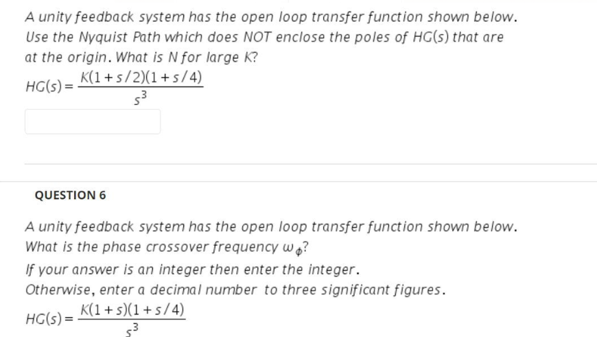 Solved A unity feedback system has the open loop transfer | Chegg.com