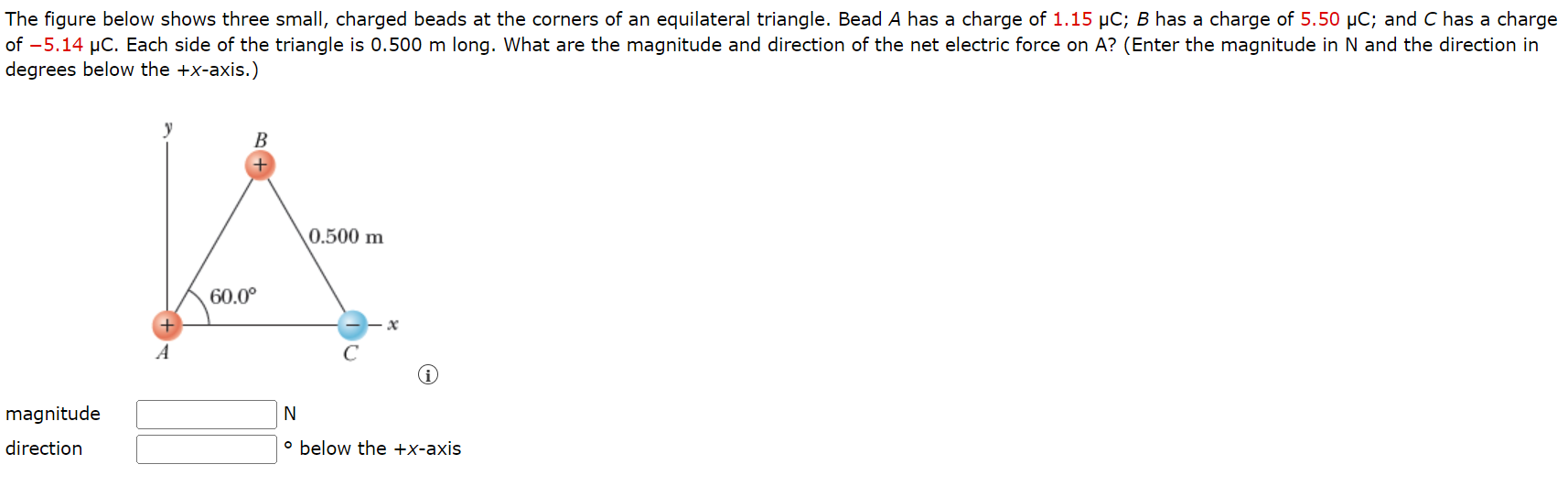 Solved The figure below shows three small, charged beads at | Chegg.com