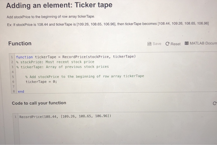 Solved Adding an element Ticker tape Add stockPrice to the