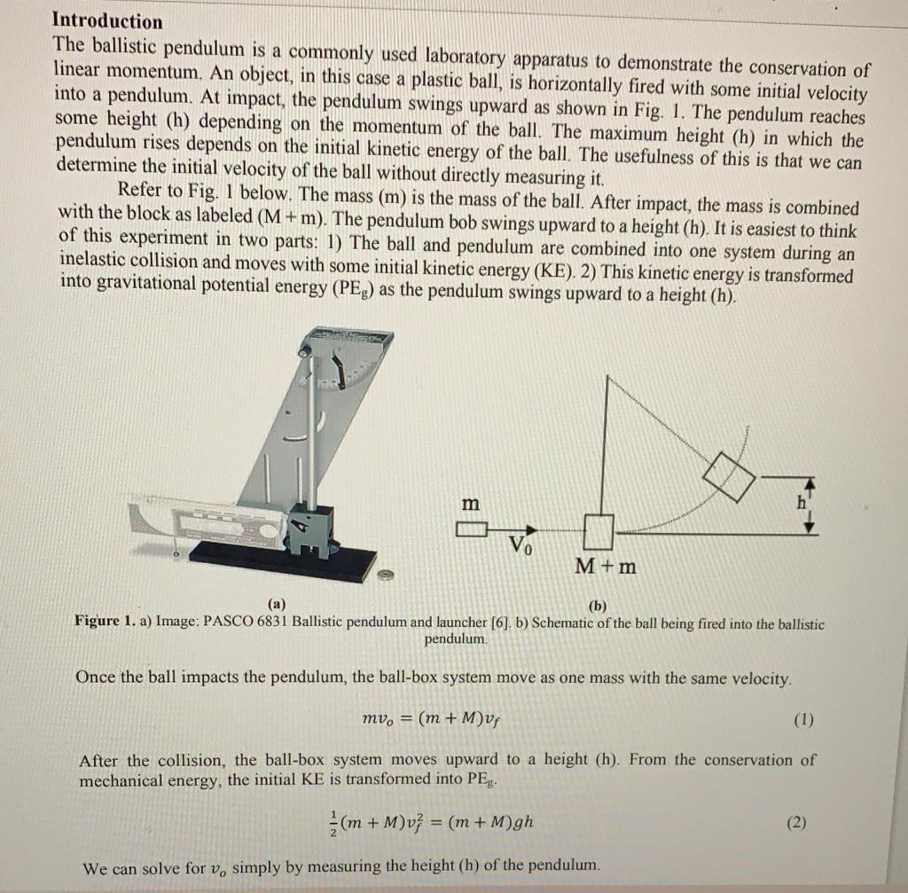 Solved Introduction The Ballistic Pendulum Is A Commonly | Chegg.com