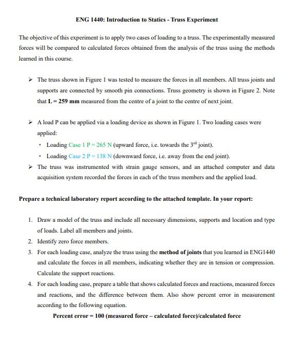 Solved ENG 1440: Introduction to Statics - Truss Experiment | Chegg.com