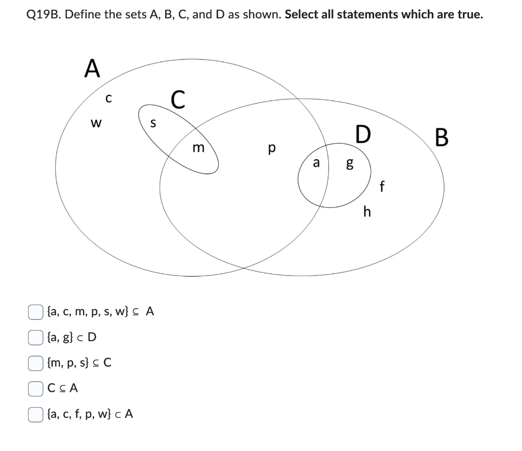 Solved Q18B. Define the sets A and B as shown. Select all | Chegg.com