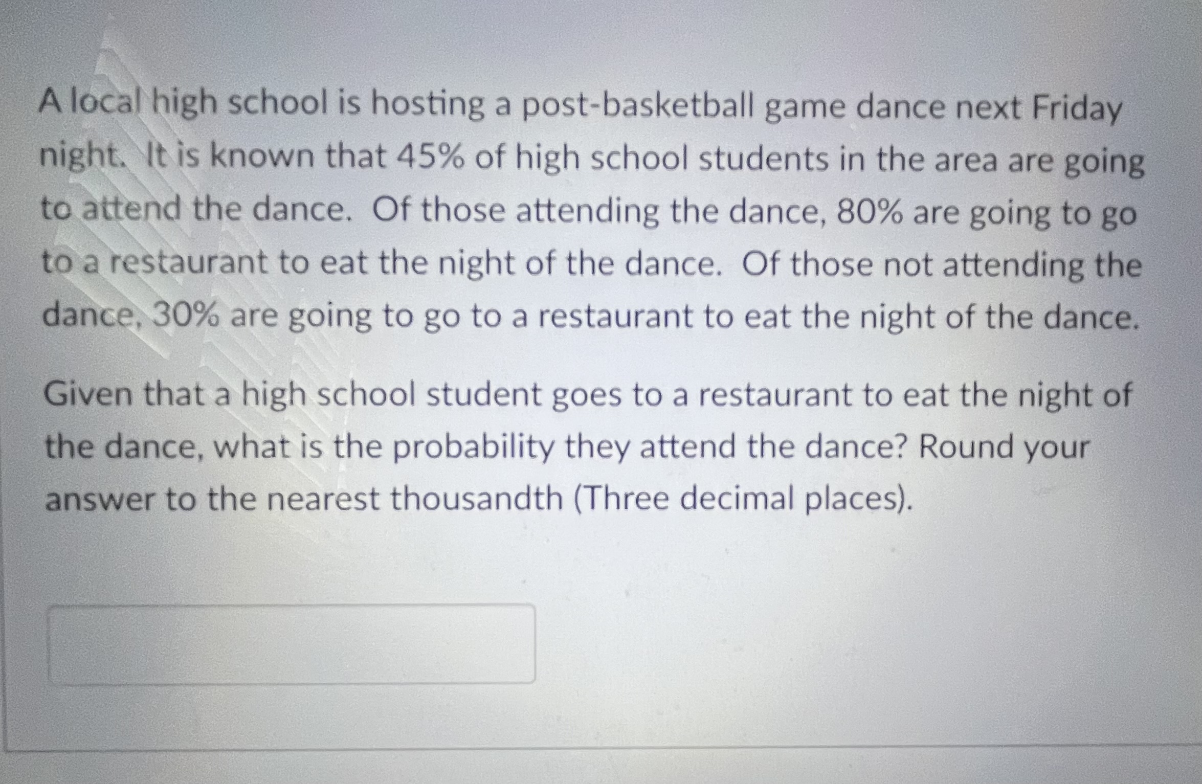 Solved A local high school is hosting a post-basketball game | Chegg.com