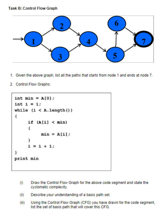 Task B: Control Flow Graph 1. Given the above graph, | Chegg.com