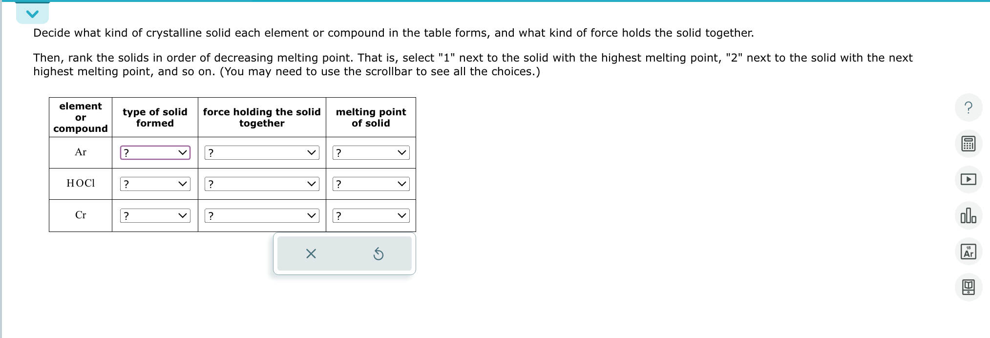 Solved Decide what kind of crystalline solid each element or | Chegg.com