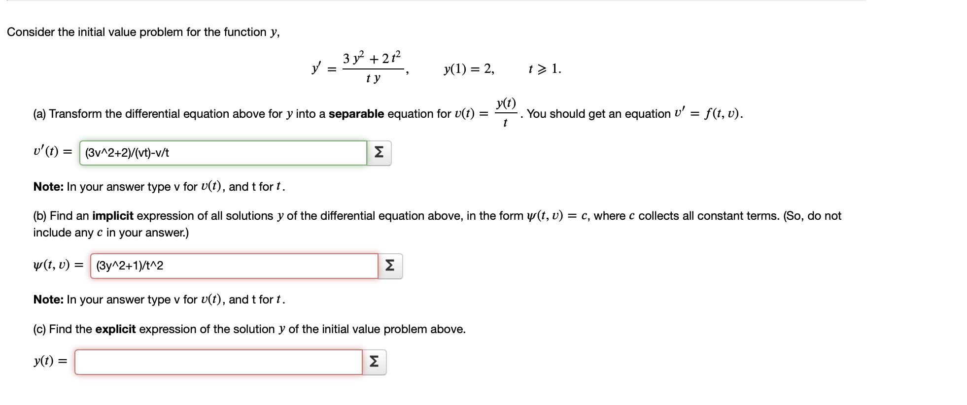 Solved Find An Implicit Expression Of All Solutions 𝑦y Of Chegg Com