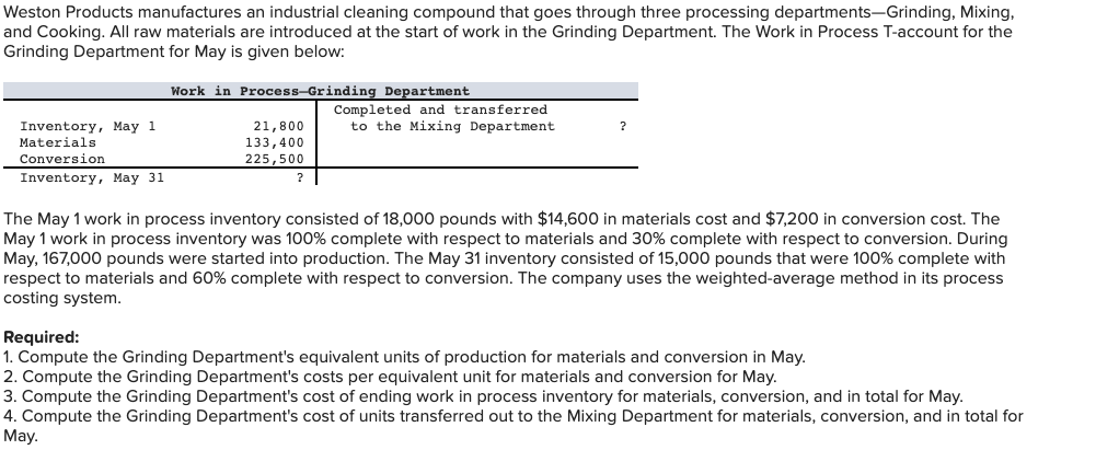 solved-weston-products-manufactures-an-industrial-cleaning-chegg