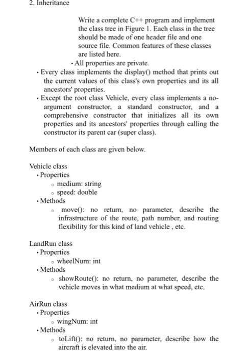 2. Inheritance Write a complete C++ program and | Chegg.com