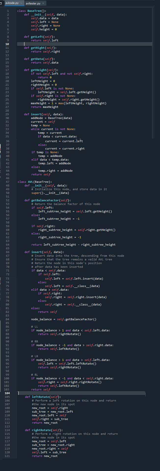 Python AVL tree code question - Problem description: | Chegg.com