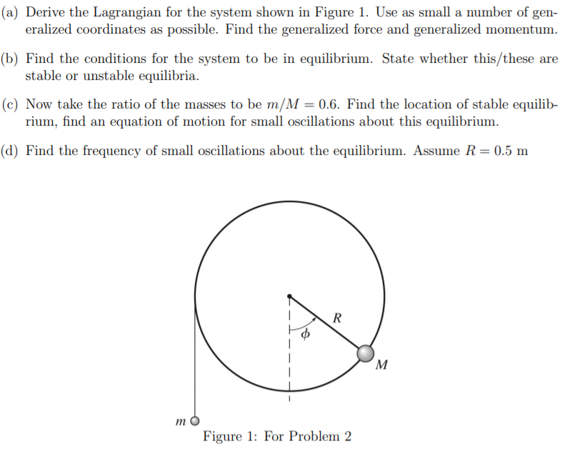 Solved (a) Derive the Lagrangian for the system shown in | Chegg.com