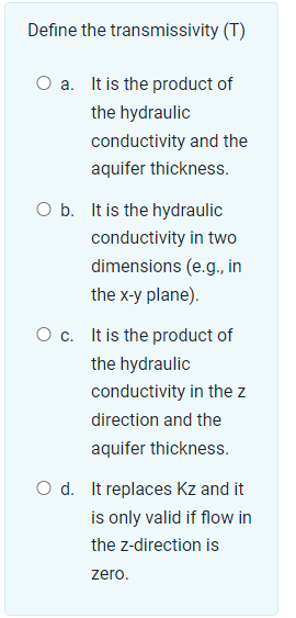 Solved Define the transmissivity ( T ) a. It is the product | Chegg.com