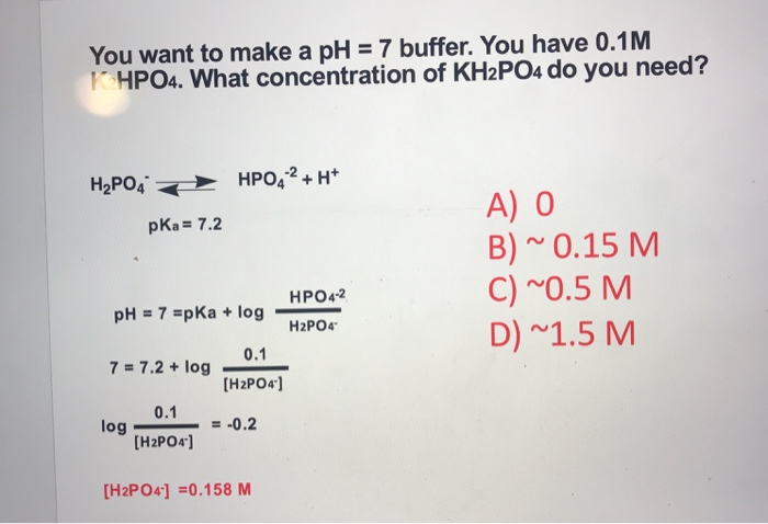 Solved You want to make a pH = 7 buffer. You have 0.1M r | Chegg.com