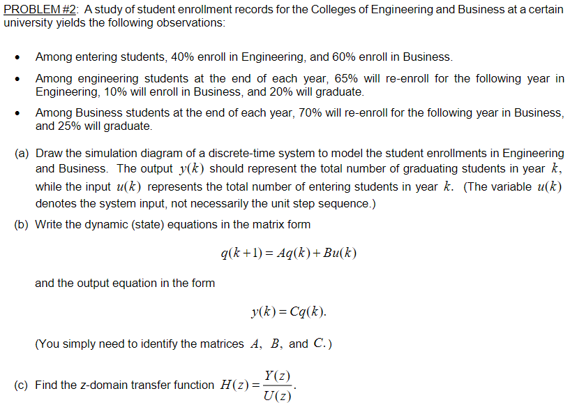 Solved PROBLEM #2: A Study Of Student Enrollment Records For | Chegg.com