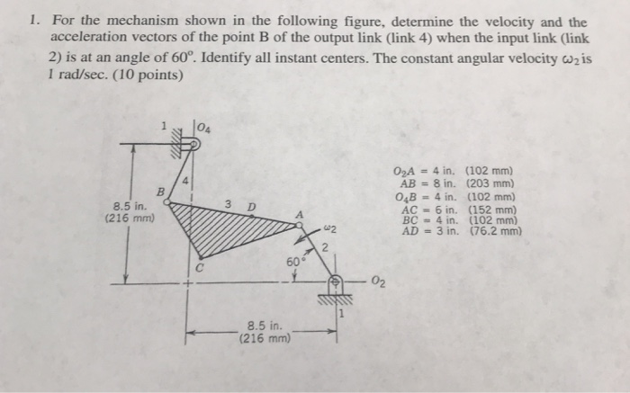Solved 1. For the mechanism shown in the following figure, | Chegg.com
