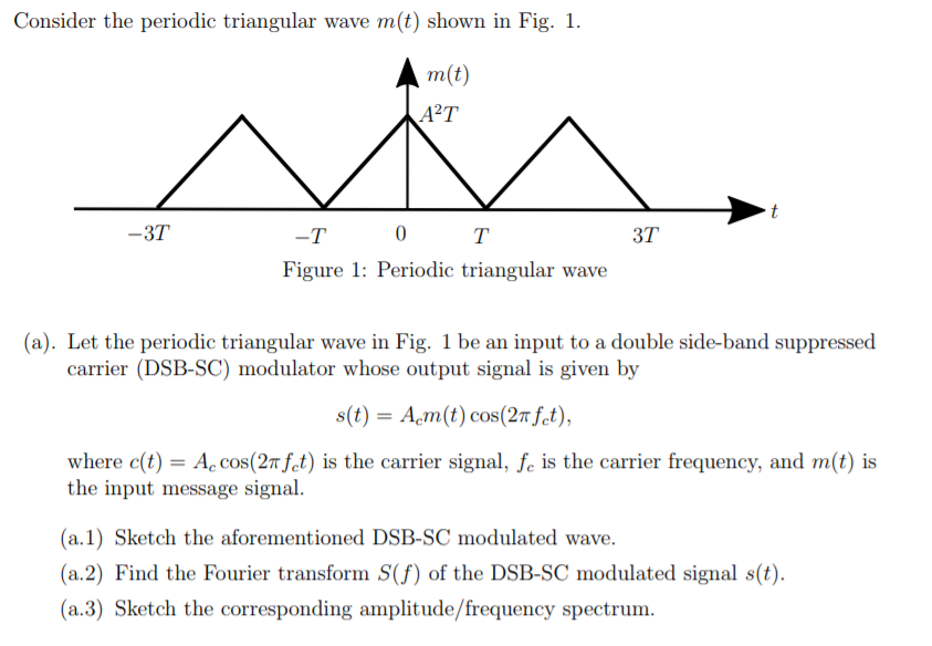 Solved Consider the periodic triangular wave m(t) shown in | Chegg.com
