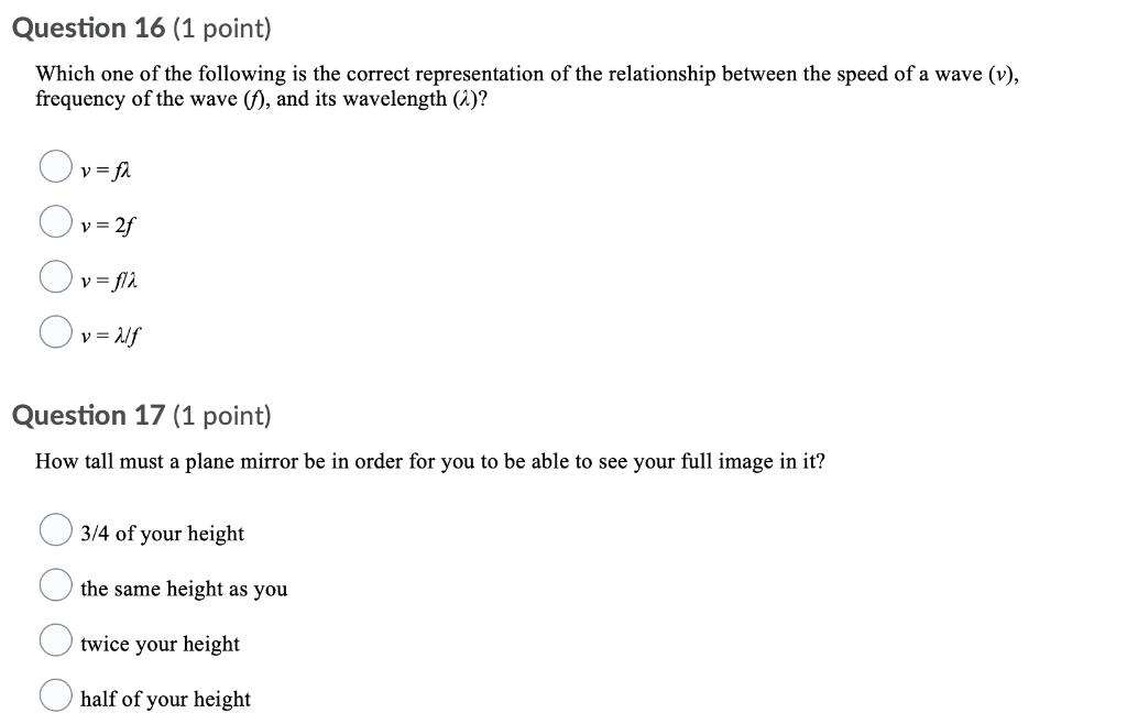 Solved Question 16 (1 point) Which one of the following is | Chegg.com