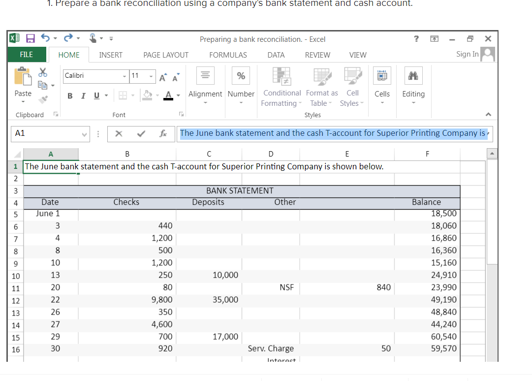 Solved Prepare a bank reconciliation using a company's bank | Chegg.com