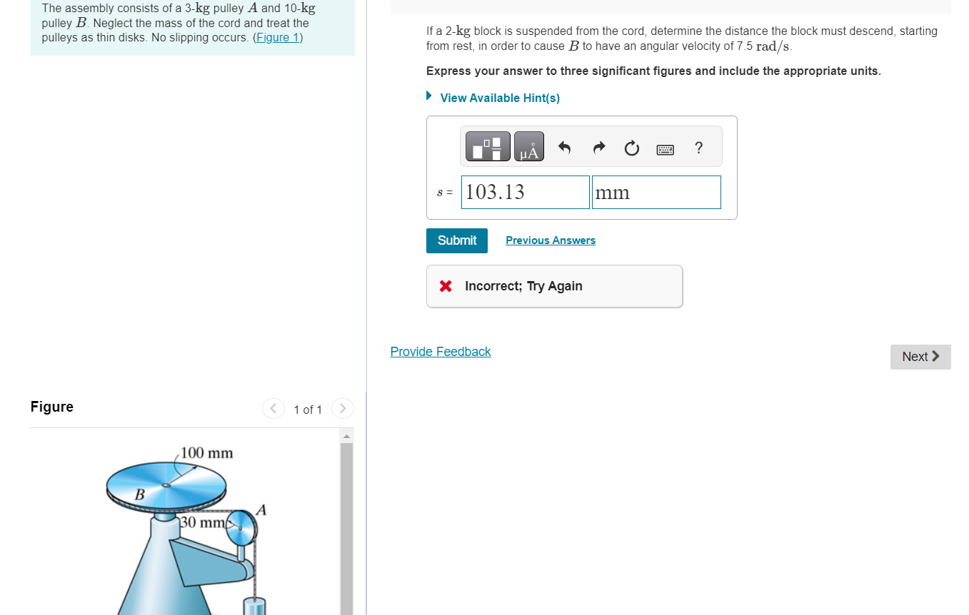 Solved The Assembly Consists Of A 3−kg Pulley A And 10−kg | Chegg.com