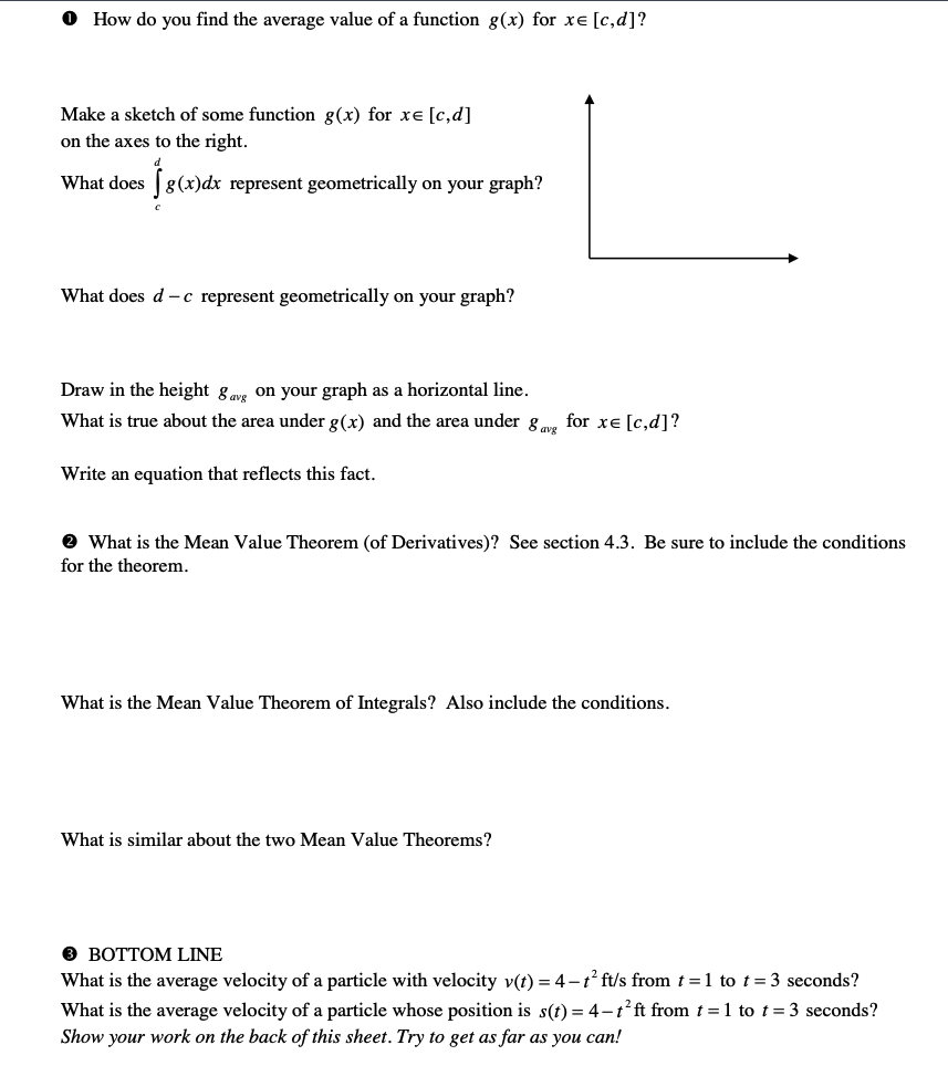 Solved (1) ﻿How do you find the average value of a function | Chegg.com