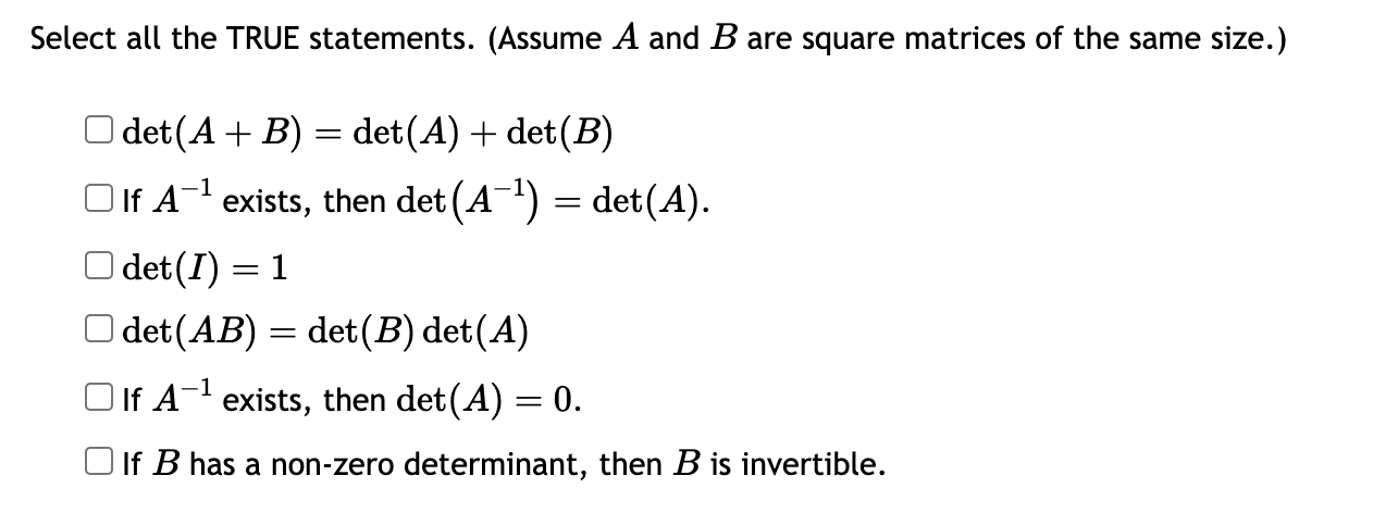 Solved Select All The TRUE Statements. (Assume A And B Are | Chegg.com