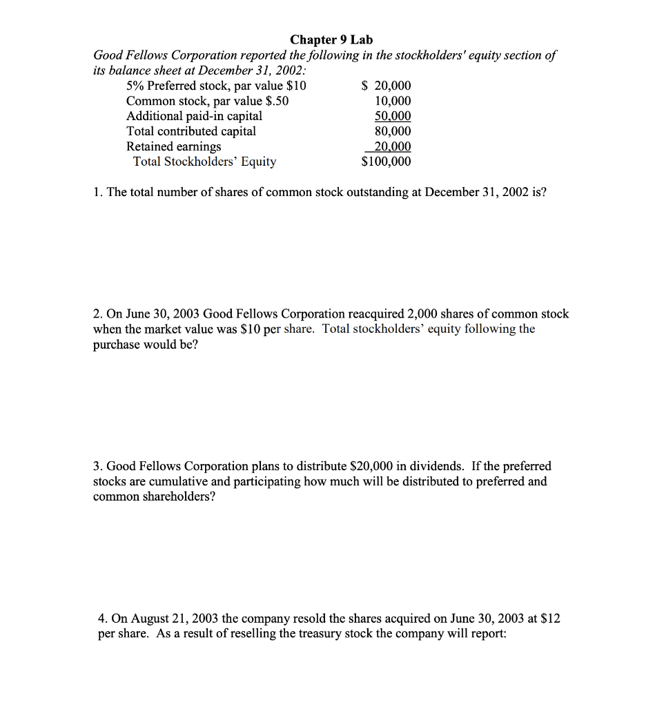 Solved Chapter 9 Lab Good Fellows Corporation reported the | Chegg.com