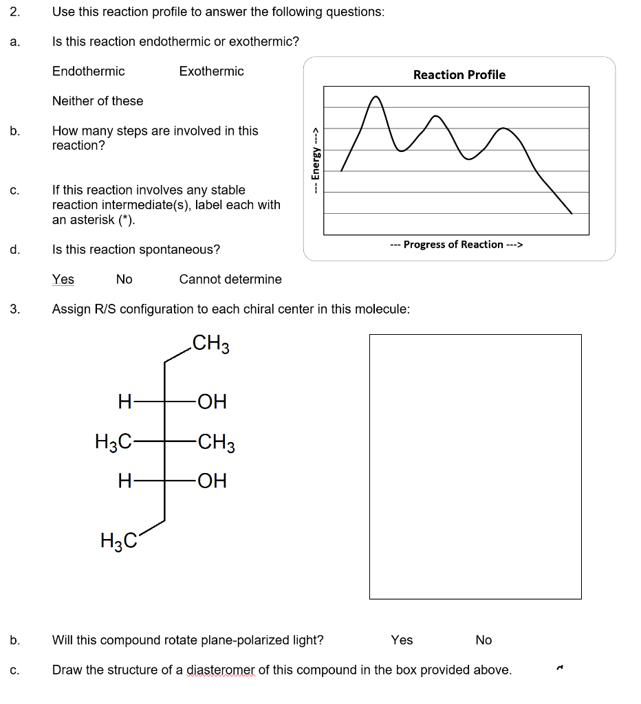 Solved 2. Use this reaction profile to answer the following | Chegg.com