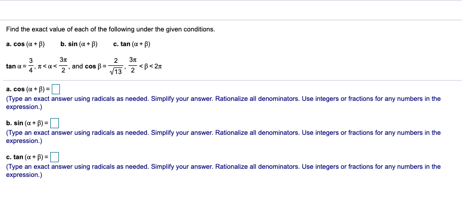 Solved Find The Exact Value Of Each Of The Following Under | Chegg.com