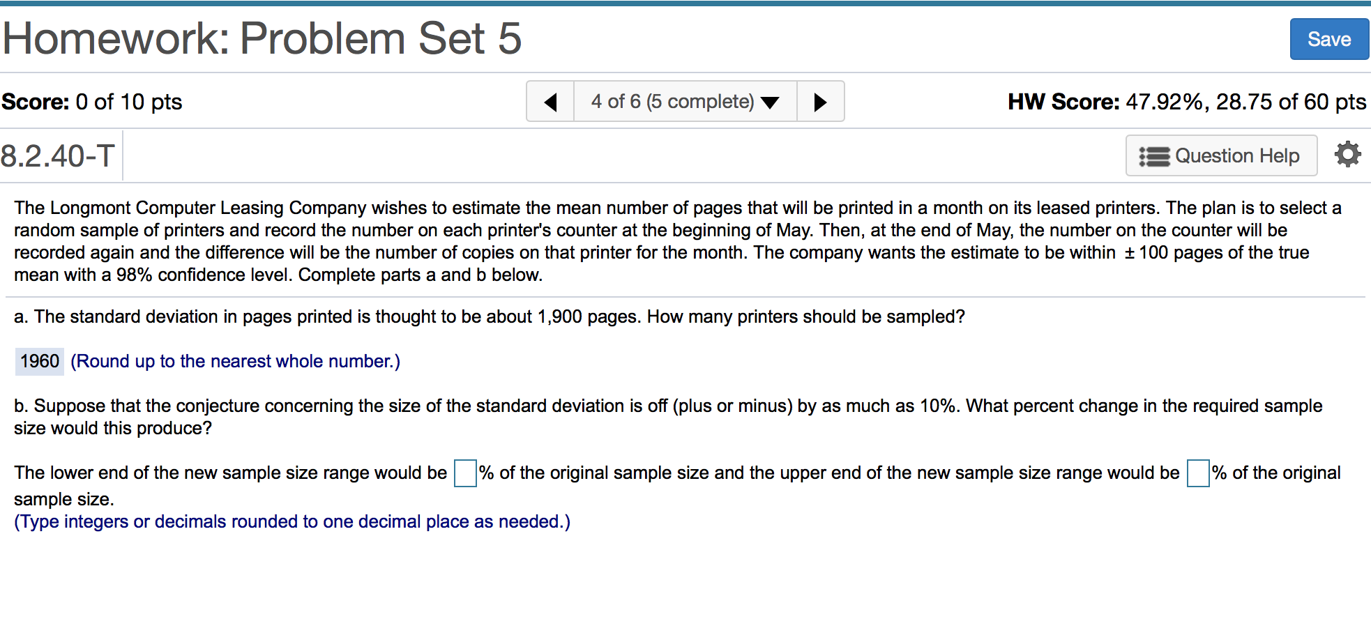 Solved Homework: Problem Set 5 Save Score: 0 of 10 pts 4 of | Chegg.com