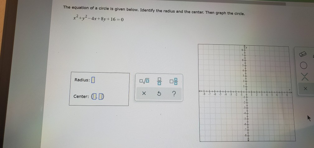 Solved The equation of a circle is given below. Identify the | Chegg.com