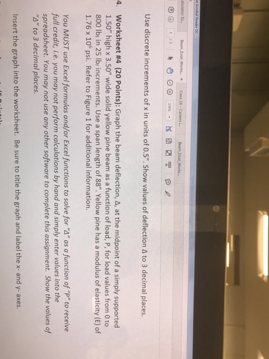 Solved deflection Δ to 3 decimal places. worksheet #4 (20 | Chegg.com