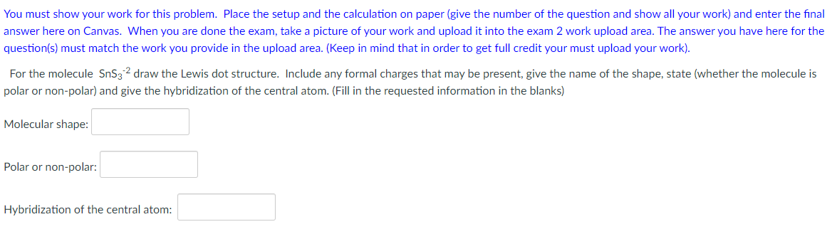 Solved You must show your work for this problem. Place the | Chegg.com