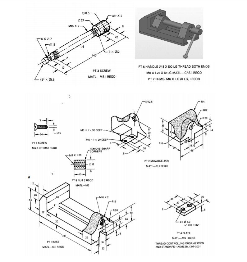 Solved Prepare A Complete Set Of Working Drawings Of The | Chegg.com