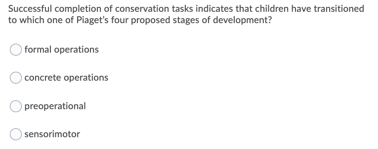 Solved Successful completion of conservation tasks indicates