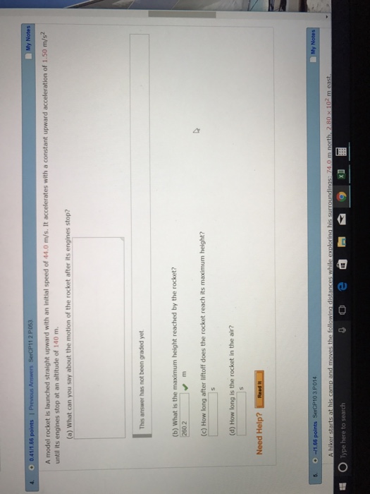 Solved A model rocket is launched straight upward with an | Chegg.com