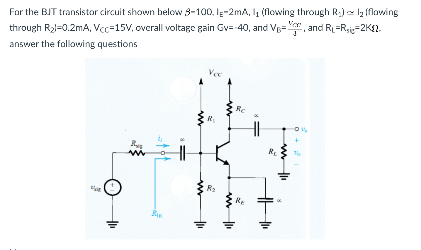 Solved For the BJT transistor circuit shown below B=100, | Chegg.com