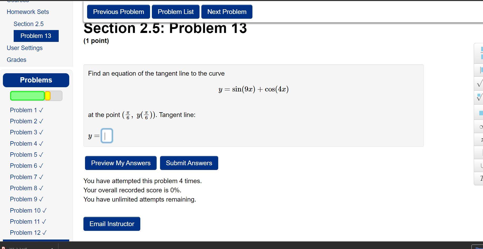 Solved Section 2.5: Problem 13 (1 Point) Find An Equation Of | Chegg.com