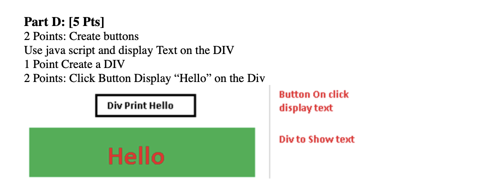 Solved Part D: [5 Pts] 2 Points: Create buttons Use java | Chegg.com